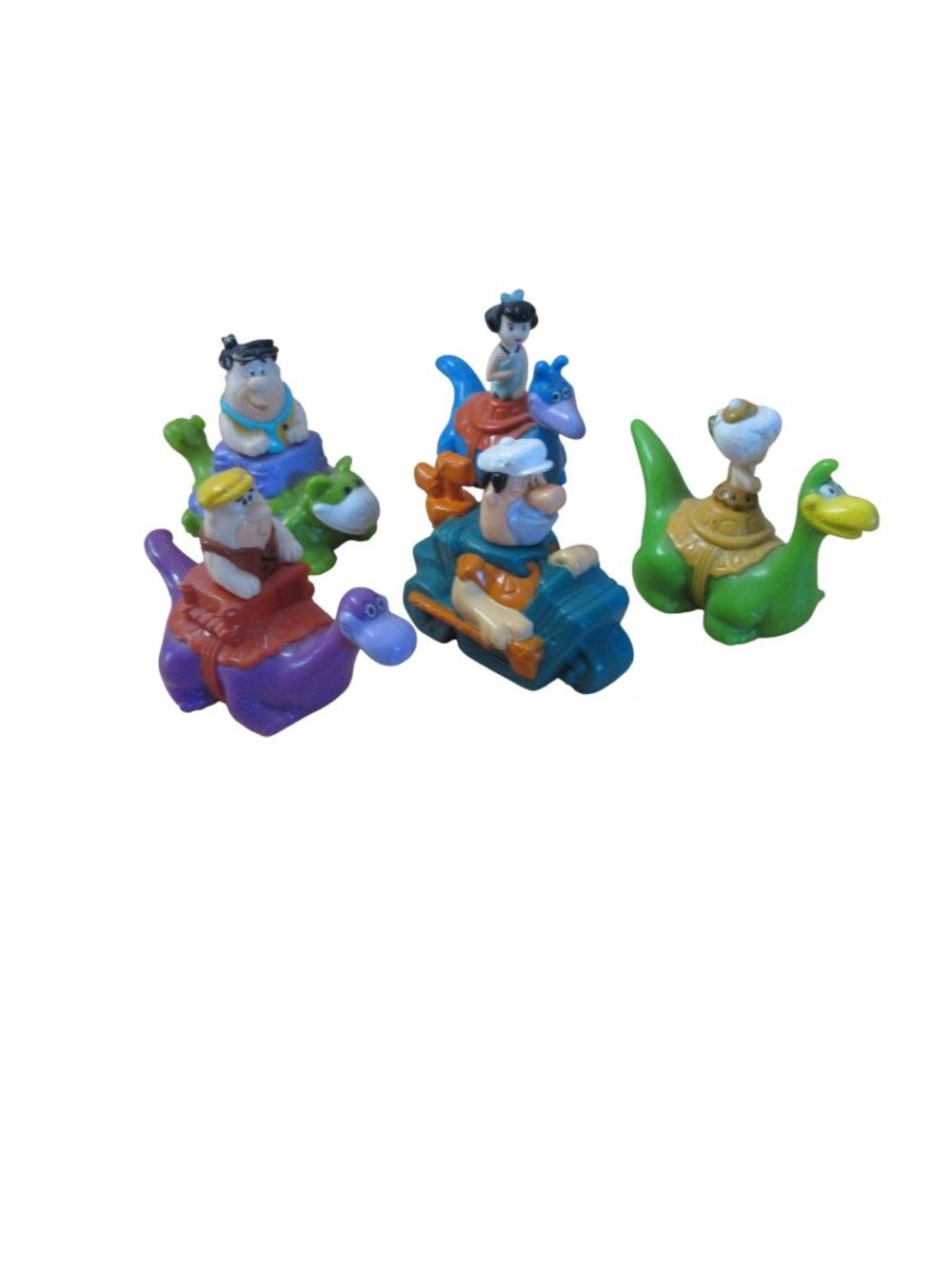 Set of 5 - Denny's 1995 Flintstone Toys - Fred Barney Bam Bam Betty